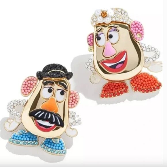 Disney Pixar BaubleBar Toy Story Mr & Mrs Potato Head Earrings Rhinestones NIB - Picture 1 of 6